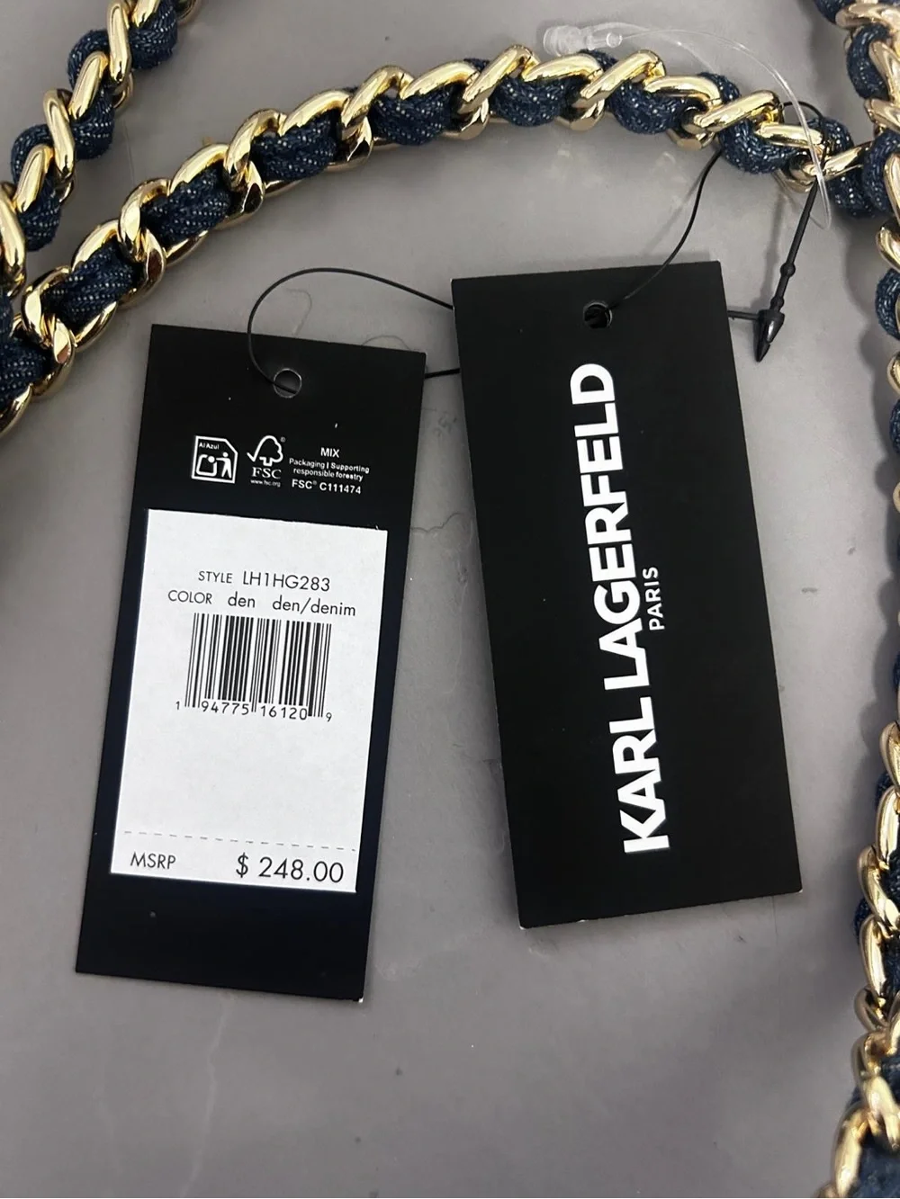 KARL LAGERFELD PARIS Blue Quilted Turn Lock Chain Strap Shoulder Bag